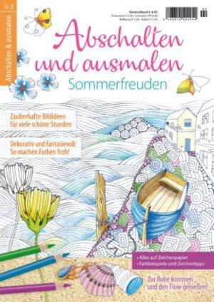 Die Abbildung zeigt das Titelblatt der Zeitschrift Abschalten und Ausmalen Ausgabe 2 Sommerfreuden