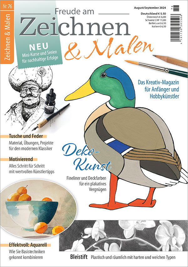 Die Abbildung zeigt das Titelblatt der Ausgabe 76 der Zeitschrift Freude am Zeichnen und Malen
