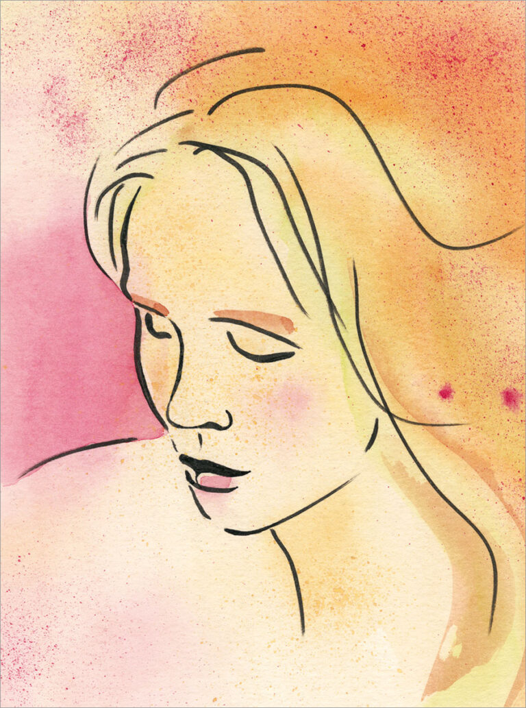 Bild Inspiration (Porträt mit Brushpen und Aquarellhintergrund) von Alex Bernfels) aus Freude am Zeichnen & Malen Nr. 83