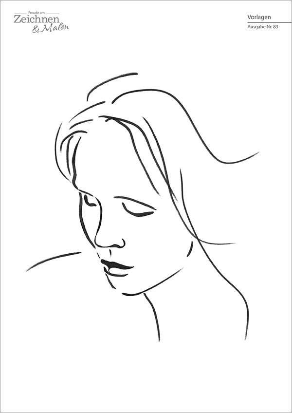 Die Abbildung zeigt die Zeichenvorlage für das Projekt "Linien und Farben" aus der Zeitschrift Freude am Zeichnen & Malen Ausgabe 83