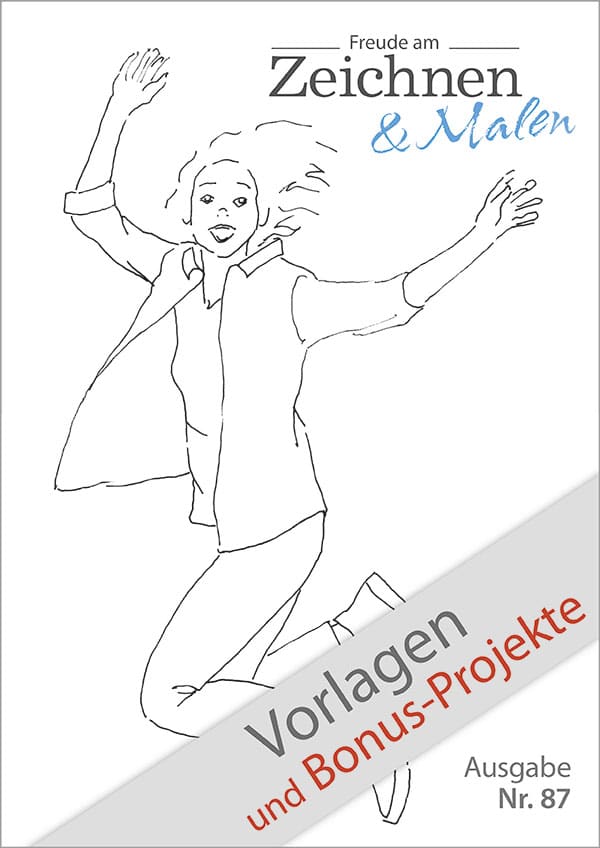 Die Abbildung zeigt das Titelblatt für "Zeichenvorlagen und Bonus-Projekte" der Zeitschrift Freude am Zeichnen und Malen Ausgabe 87.